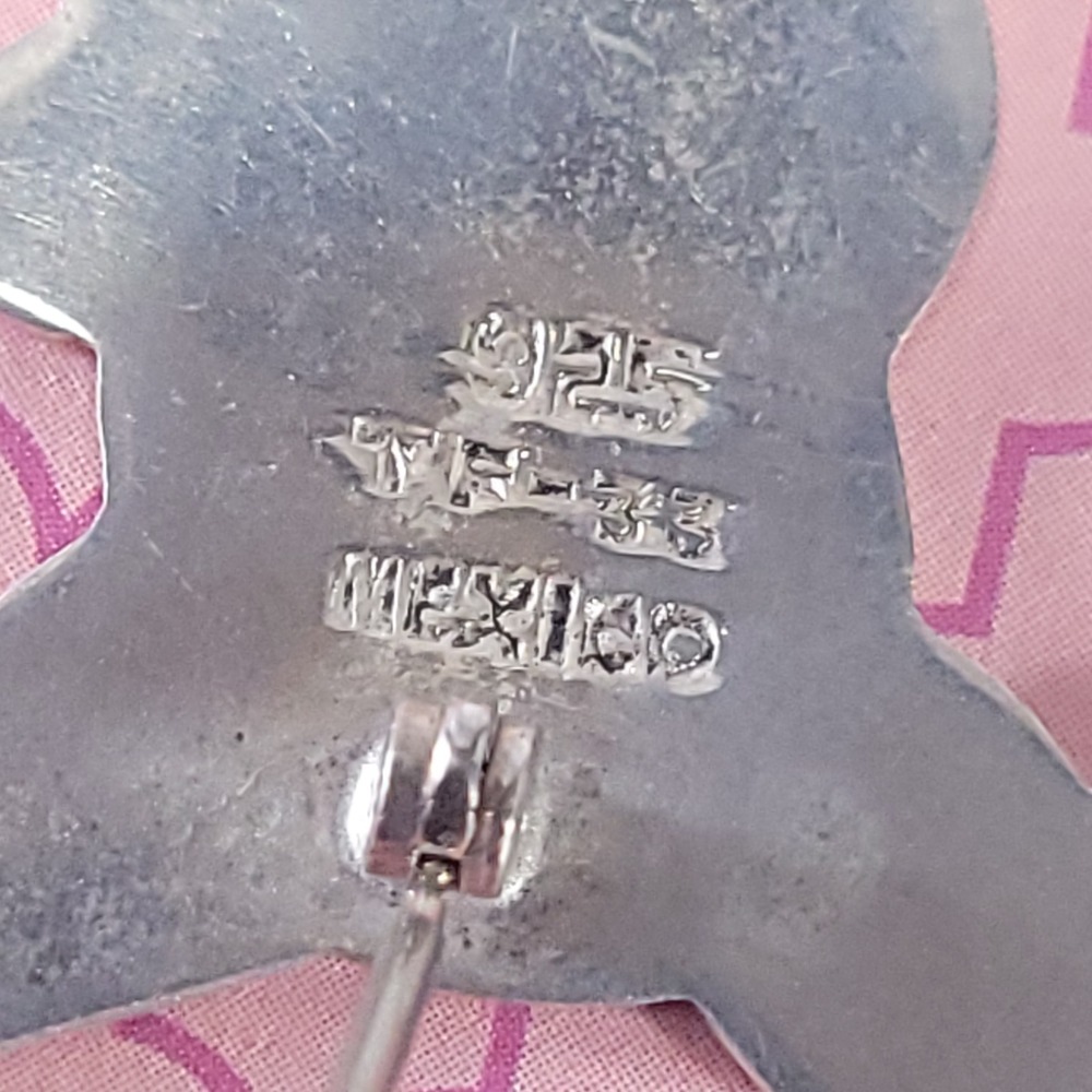Taxco Sterling  Silver Hugging Teddy Bear Pin Brooch 925 Mexico Vintage TF-33 - Picture 3 of 6